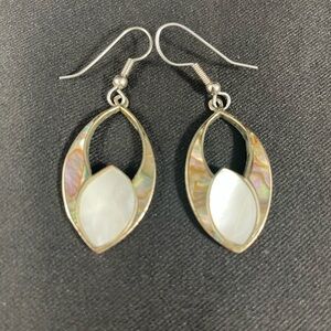 Vintage Alpaca Silver Mexico Abalone Earrings